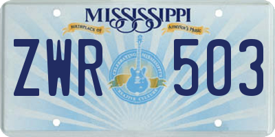 MS license plate ZWR503