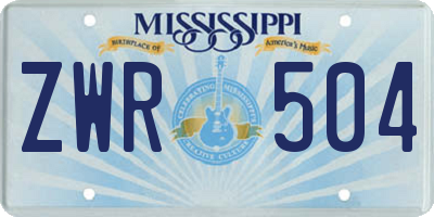 MS license plate ZWR504