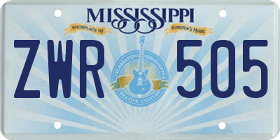 MS license plate ZWR505
