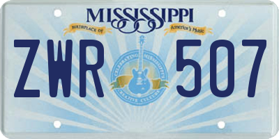 MS license plate ZWR507