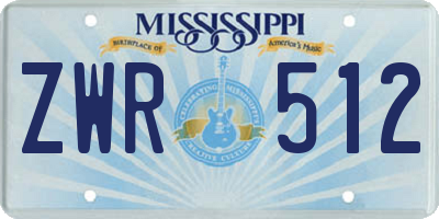 MS license plate ZWR512