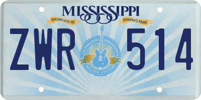 MS license plate ZWR514