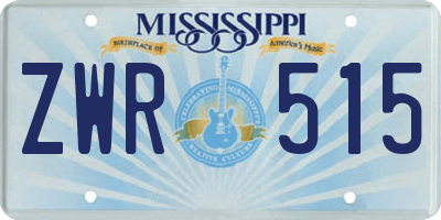 MS license plate ZWR515