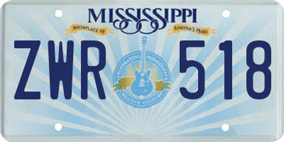 MS license plate ZWR518
