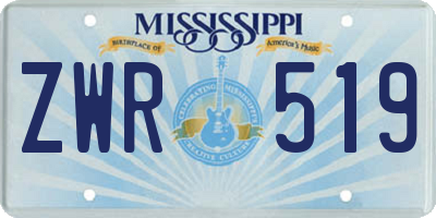 MS license plate ZWR519