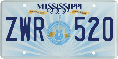 MS license plate ZWR520