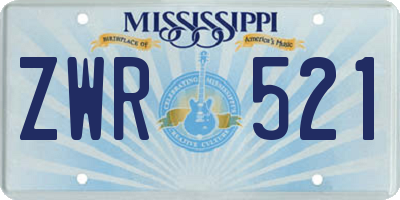 MS license plate ZWR521
