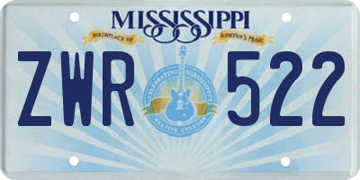 MS license plate ZWR522