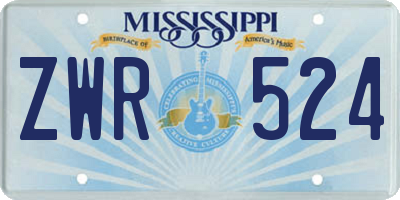 MS license plate ZWR524