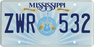 MS license plate ZWR532