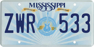 MS license plate ZWR533