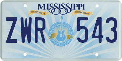 MS license plate ZWR543