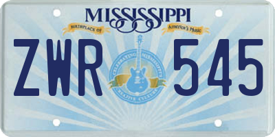 MS license plate ZWR545