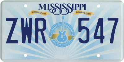 MS license plate ZWR547
