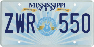MS license plate ZWR550