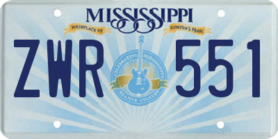 MS license plate ZWR551
