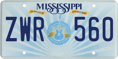 MS license plate ZWR560