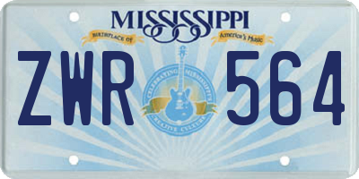 MS license plate ZWR564