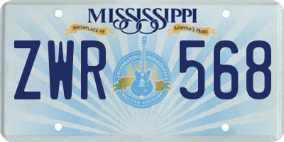 MS license plate ZWR568