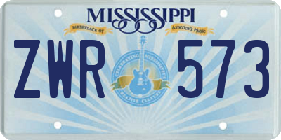 MS license plate ZWR573