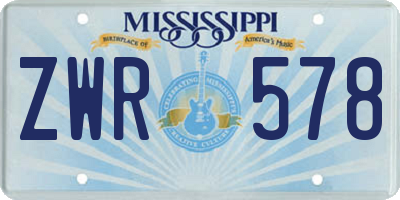 MS license plate ZWR578