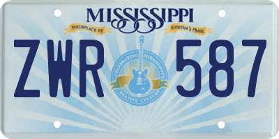 MS license plate ZWR587