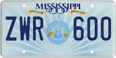 MS license plate ZWR600