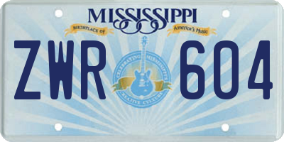 MS license plate ZWR604