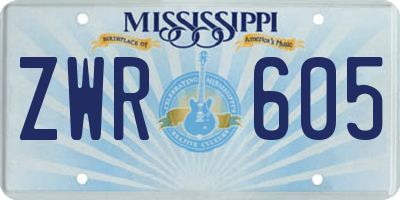 MS license plate ZWR605