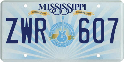 MS license plate ZWR607