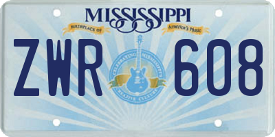 MS license plate ZWR608