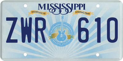 MS license plate ZWR610
