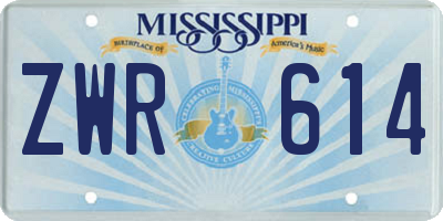 MS license plate ZWR614