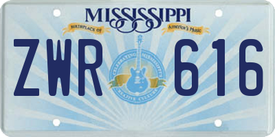 MS license plate ZWR616