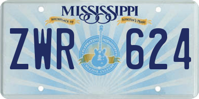 MS license plate ZWR624