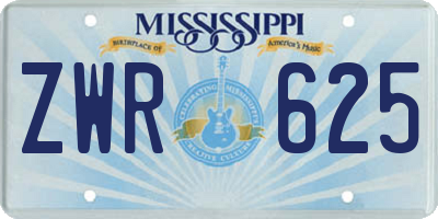 MS license plate ZWR625
