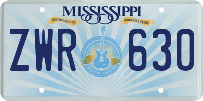 MS license plate ZWR630
