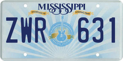 MS license plate ZWR631