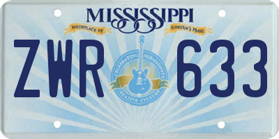 MS license plate ZWR633