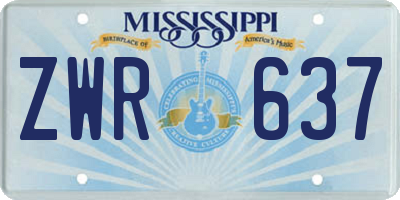 MS license plate ZWR637