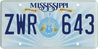 MS license plate ZWR643