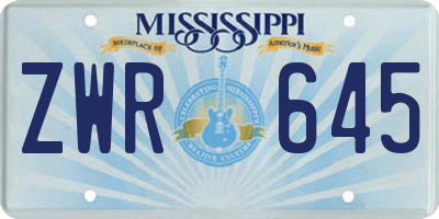 MS license plate ZWR645