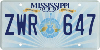 MS license plate ZWR647