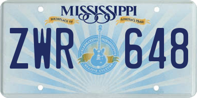 MS license plate ZWR648