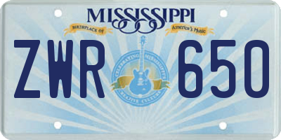 MS license plate ZWR650