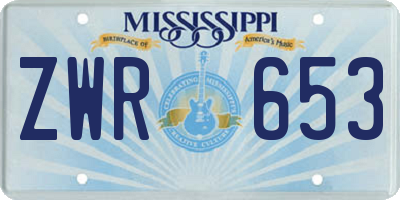MS license plate ZWR653