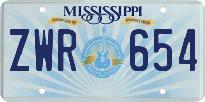 MS license plate ZWR654