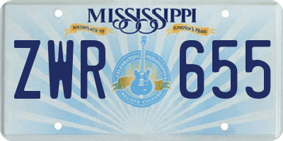 MS license plate ZWR655