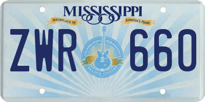 MS license plate ZWR660