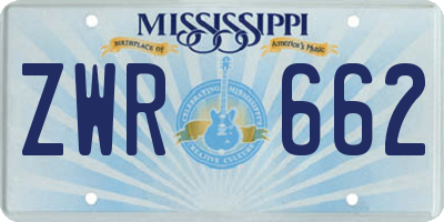 MS license plate ZWR662